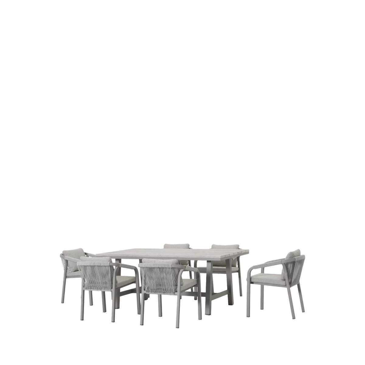KETTLER Como 6-Seater Rectangular Garden Dining Table & Chairs Set, Pebble – image 6