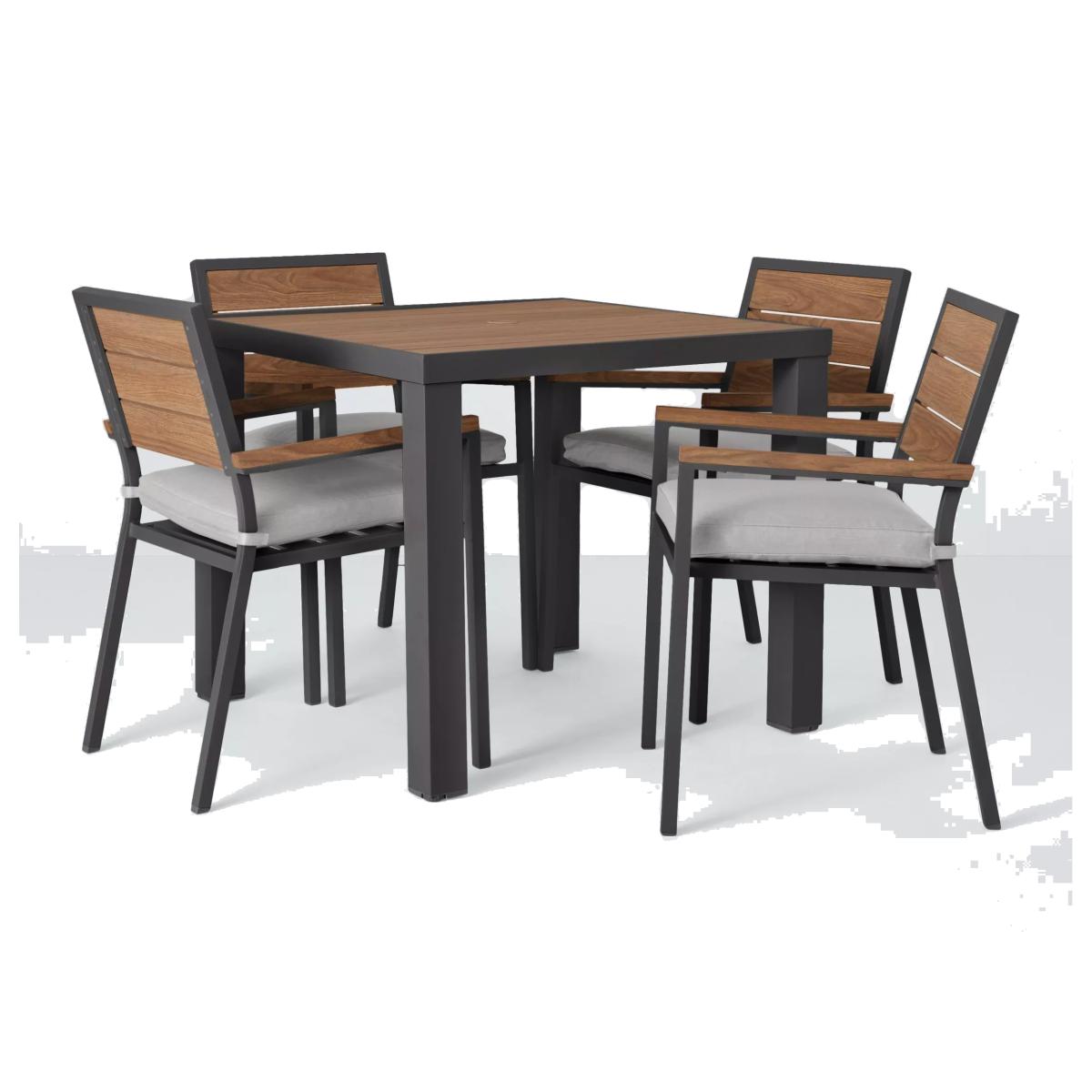 John Lewis Platform 4-Seater Wood-Effect Garden Dining Table & Chairs Set, Black – image 1