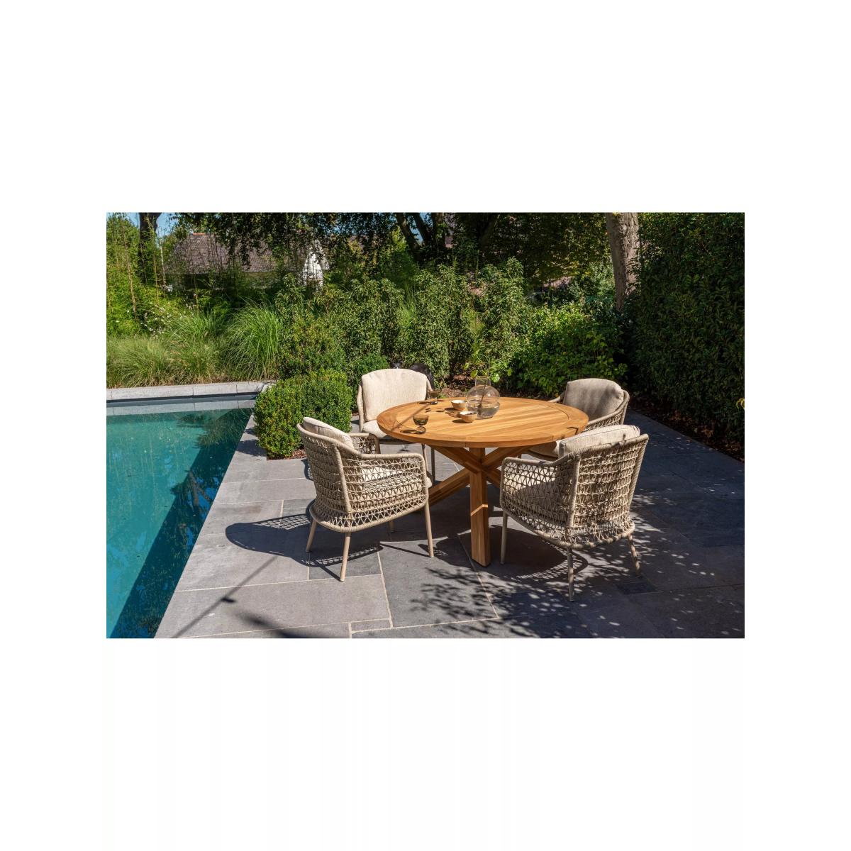 4 Seasons Outdoor Puccini & Prado 4-Seater Garden Dining Set, Latte/Teak – image 2