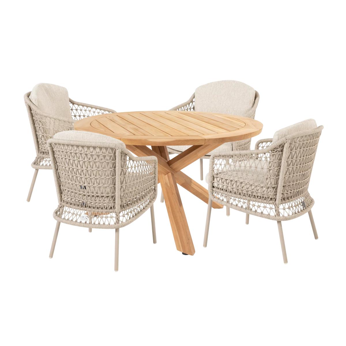 4 Seasons Outdoor Puccini & Prado 4-Seater Garden Dining Set, Latte/Teak – image 1