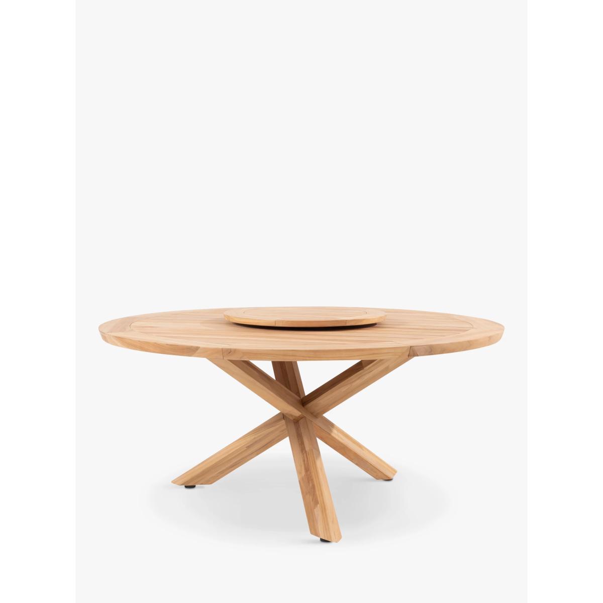 4 Seasons Outdoor Barista & Prado 6-Seater Garden Dining Set with Lazy Susan, FSC-Certified (Teak Wood), Latte/Natural – image 3