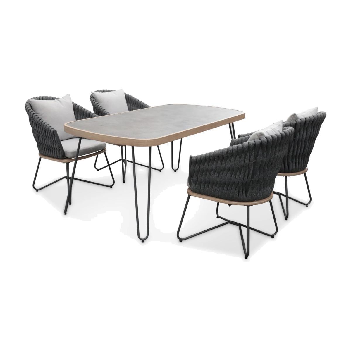 KETTLER Aruba 4-Seater Garden Dining Table & Chairs Set, Grey