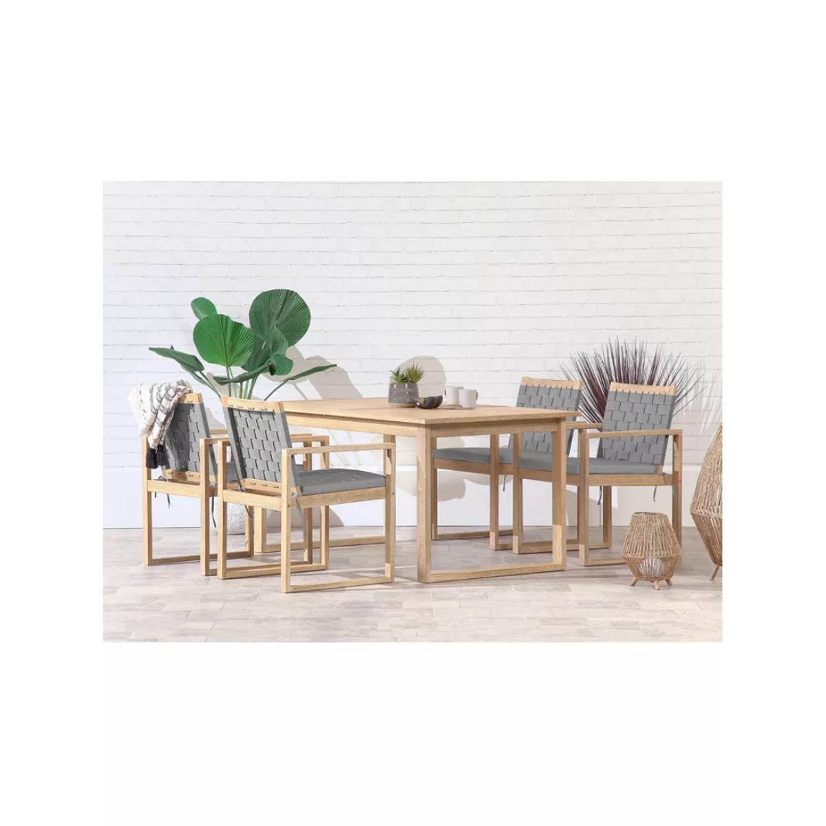 Suntime Monaco 4-Seater Garden Dining Table & Chairs Set, FSC-Certified (Acacia Wood), Grey/Natural – image 2
