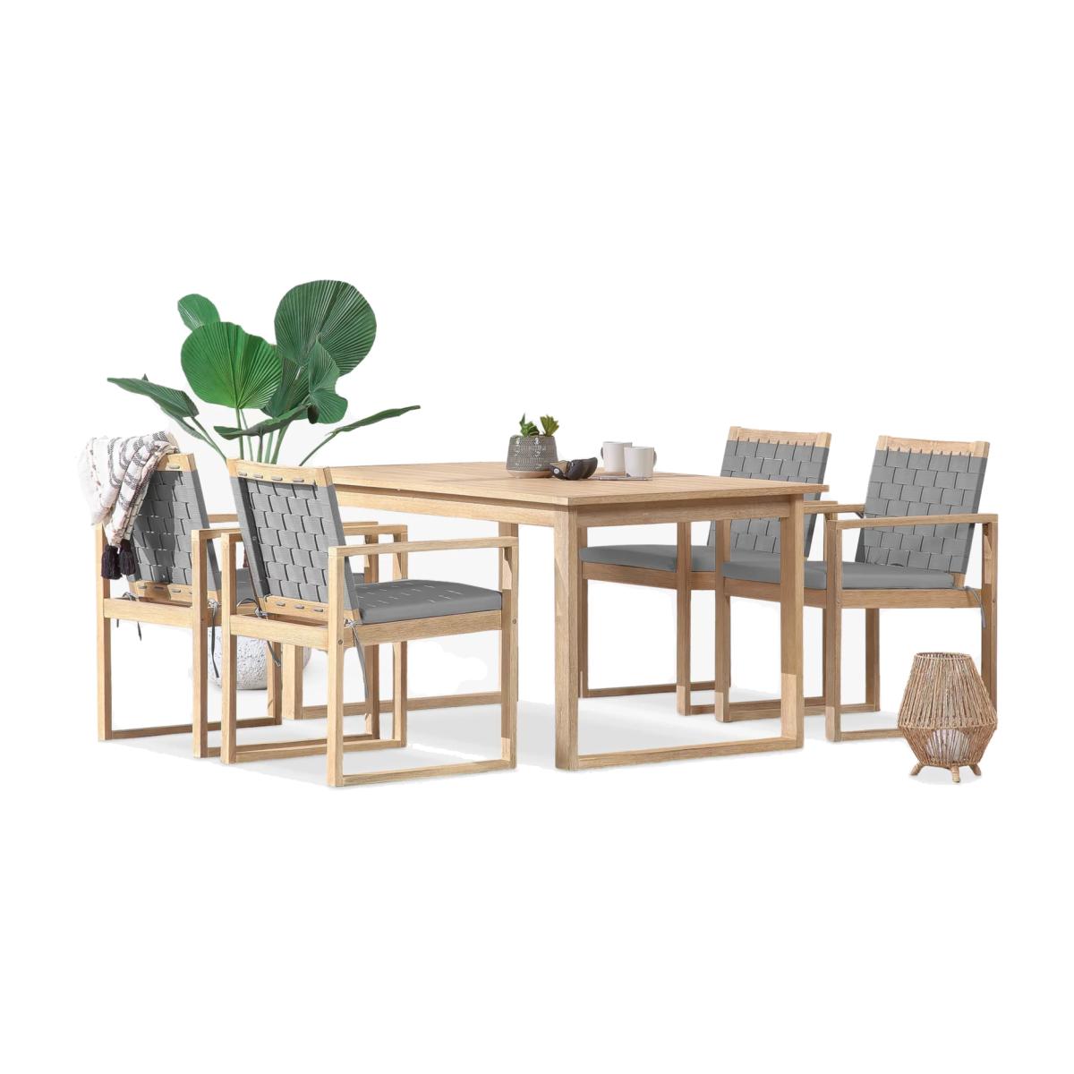 Suntime Monaco 4-Seater Garden Dining Table & Chairs Set, FSC-Certified (Acacia Wood), Grey/Natural – image 1