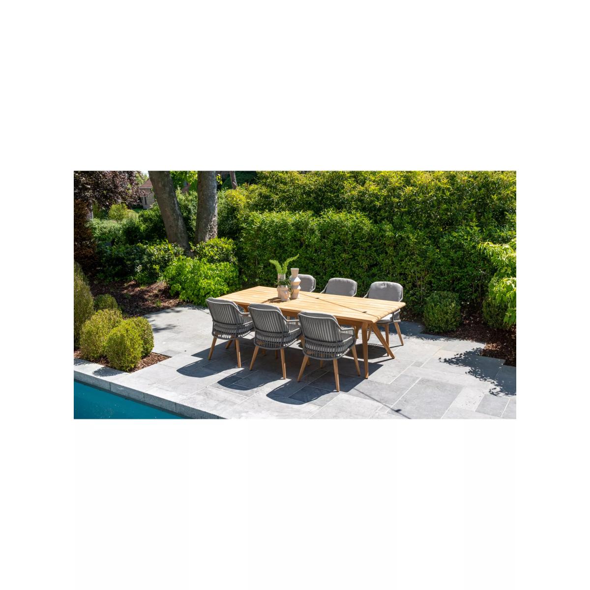 4 Seasons Outdoor Sempre 6-Seater Rectangular Garden Dining Table & Chairs Set, FSC-Certfied (Teak Wood), Silver Grey – image 6