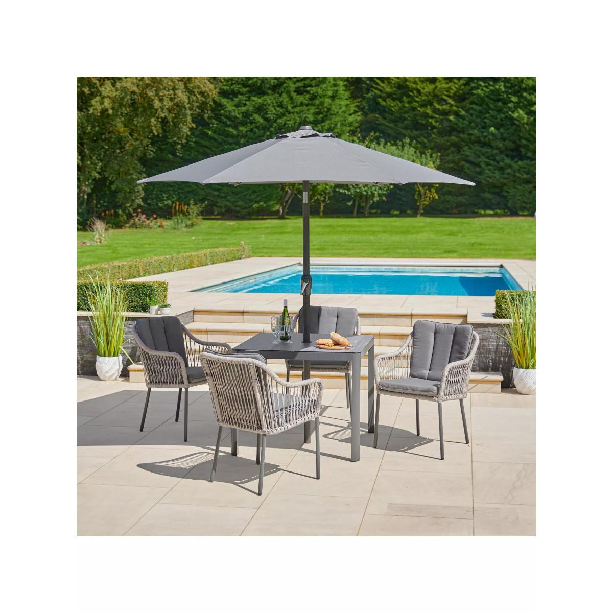 LG Outdoor Bali 4-Seater Square Garden Dining Table & Chairs Set, Grey – image 2