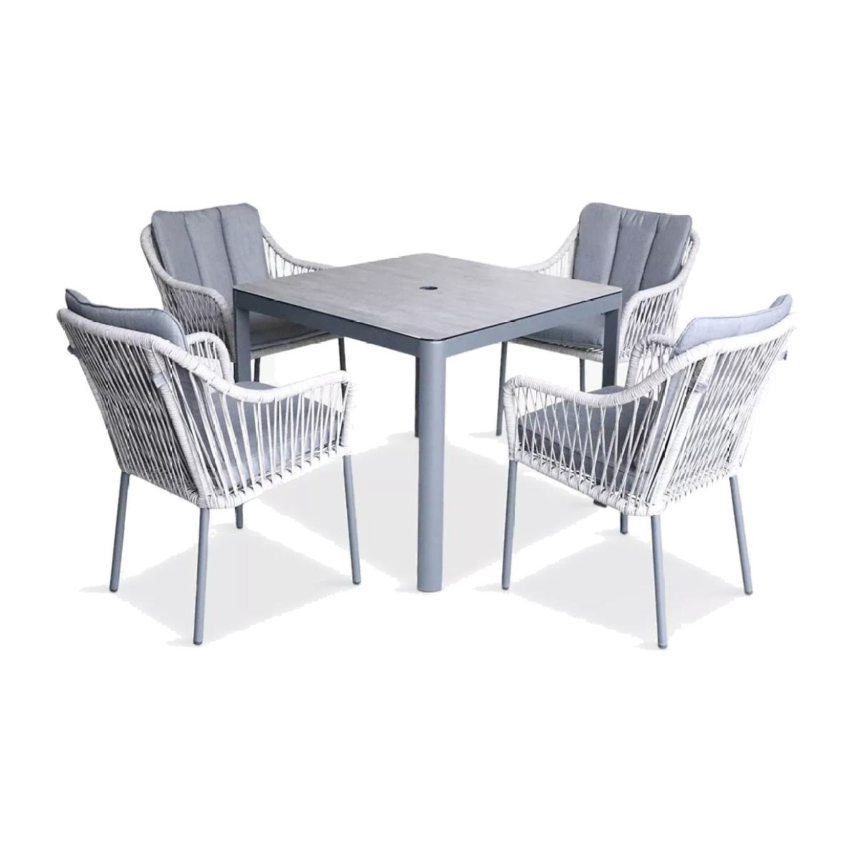LG Outdoor Bali 4-Seater Square Garden Dining Table & Chairs Set, Grey – image 1
