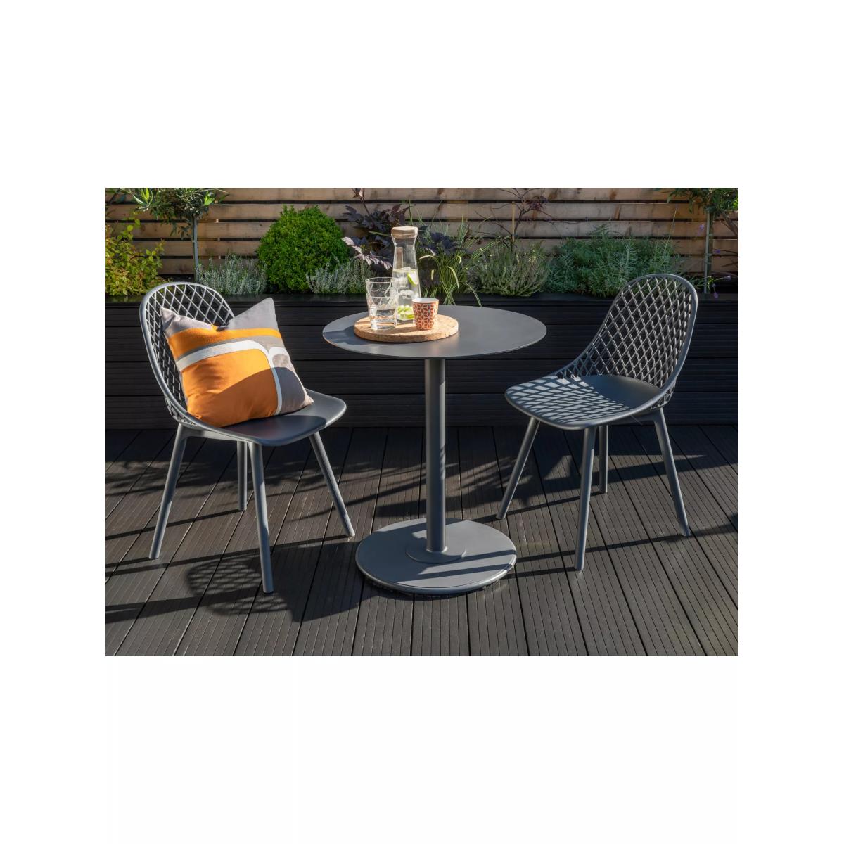 KETTLER Café Milano 2-Seater Garden Bistro Table & Chairs Set, Grey – image 2
