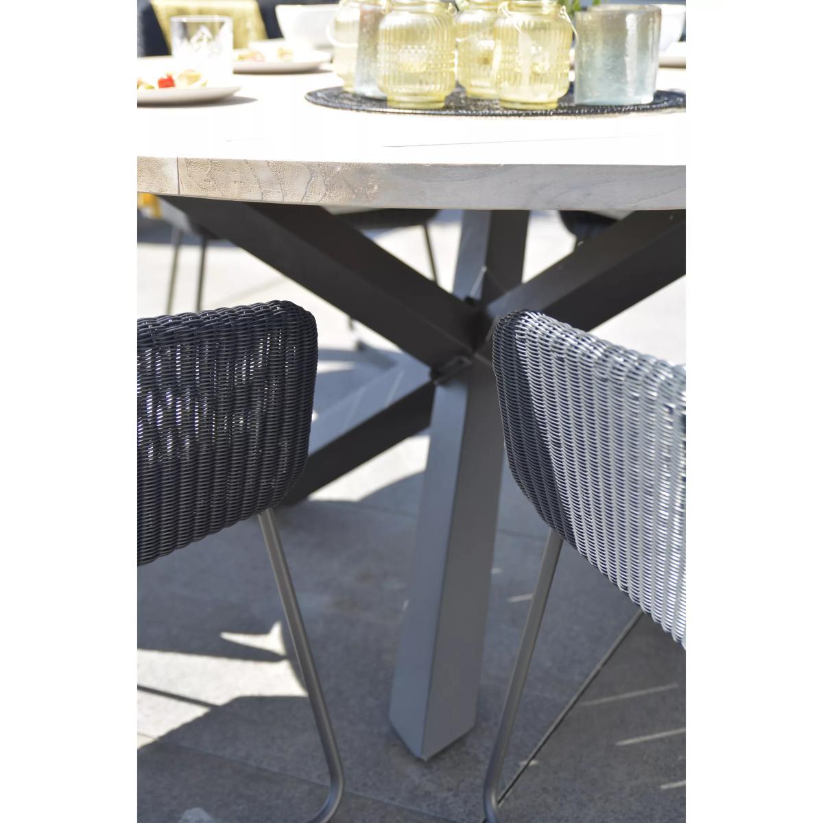 4 Seasons Outdoor Avila 6-Seater Round Garden Dining Table & Chairs Set, FSC-Certified (Teak Wood), Anthracite/Natural – image 4