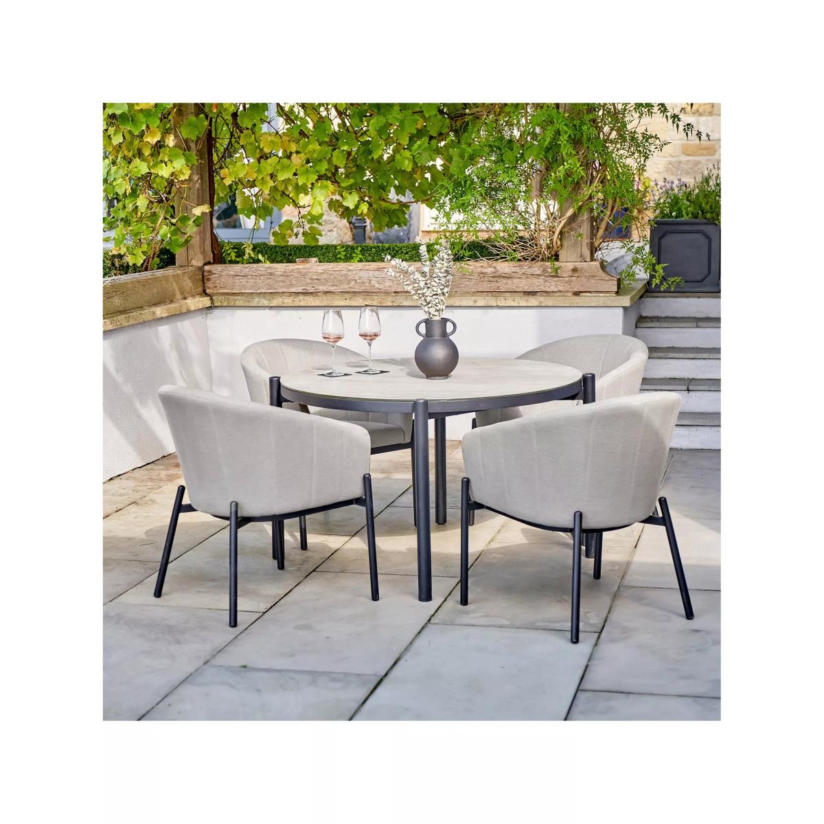 Pacific Nevada 4-Seater Round Garden Dining Table & Chairs Set, Putty – image 3