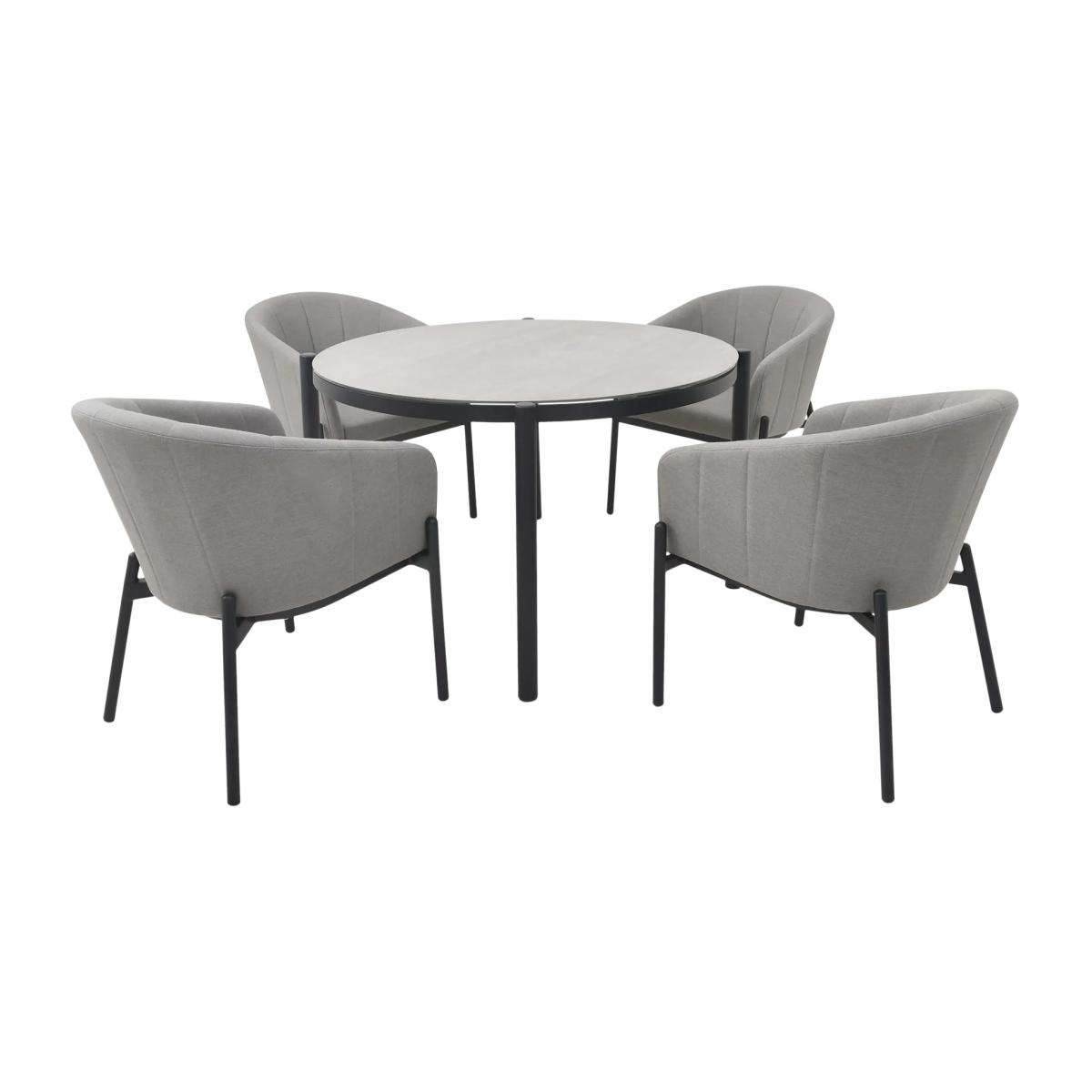 Pacific Nevada 4-Seater Round Garden Dining Table & Chairs Set, Putty – image 1