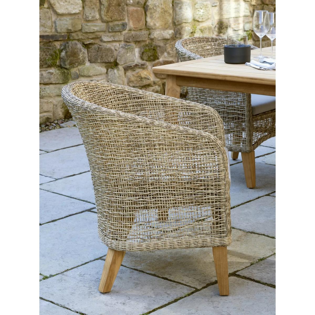 KETTLER Durban 8-Seater Teak Wood Garden Dining Table & Woven Rattan Chairs Set, Grey – image 3