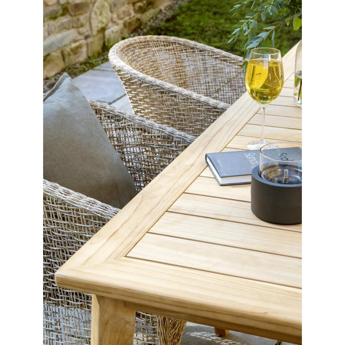KETTLER Durban 8-Seater Teak Wood Garden Dining Table & Woven Rattan Chairs Set, Grey – image 4