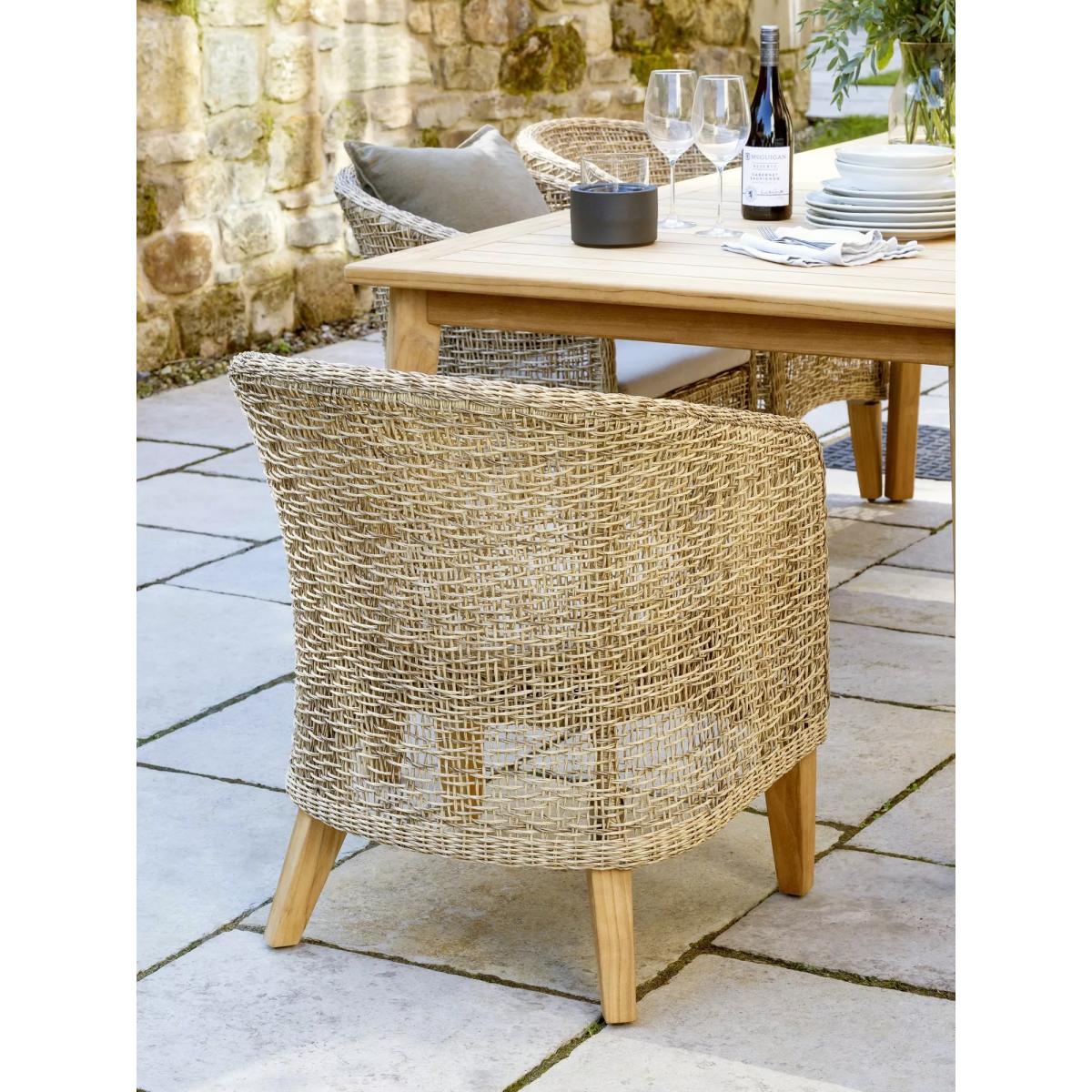 KETTLER Durban 8-Seater Teak Wood Garden Dining Table & Woven Rattan Chairs Set, Grey – image 5