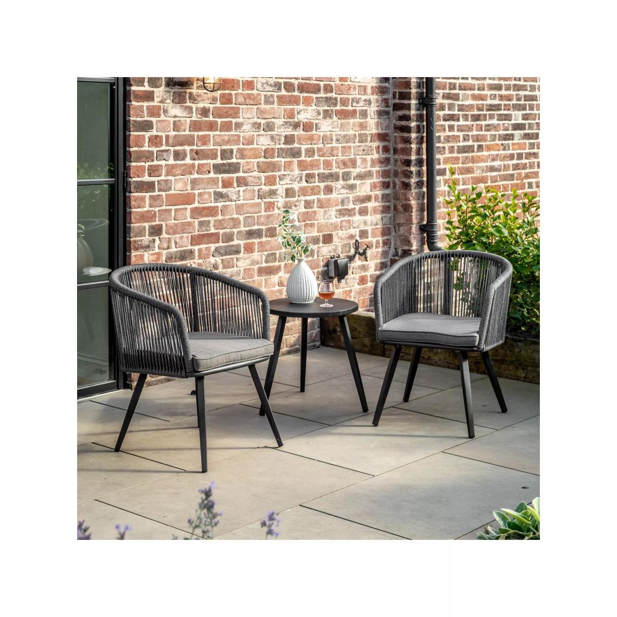 Gallery Direct Moro 2-Seater Garden Bistro/Tea Table & Chairs Set, Grey – image 2