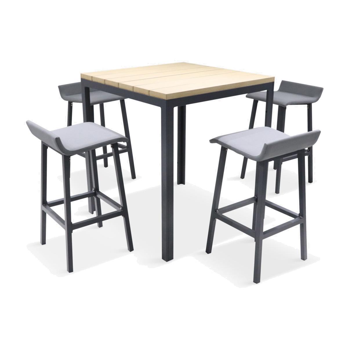 LG Outdoor Stockholm 4-Seater Garden Square Bar Table & Stools, Grey – image 1
