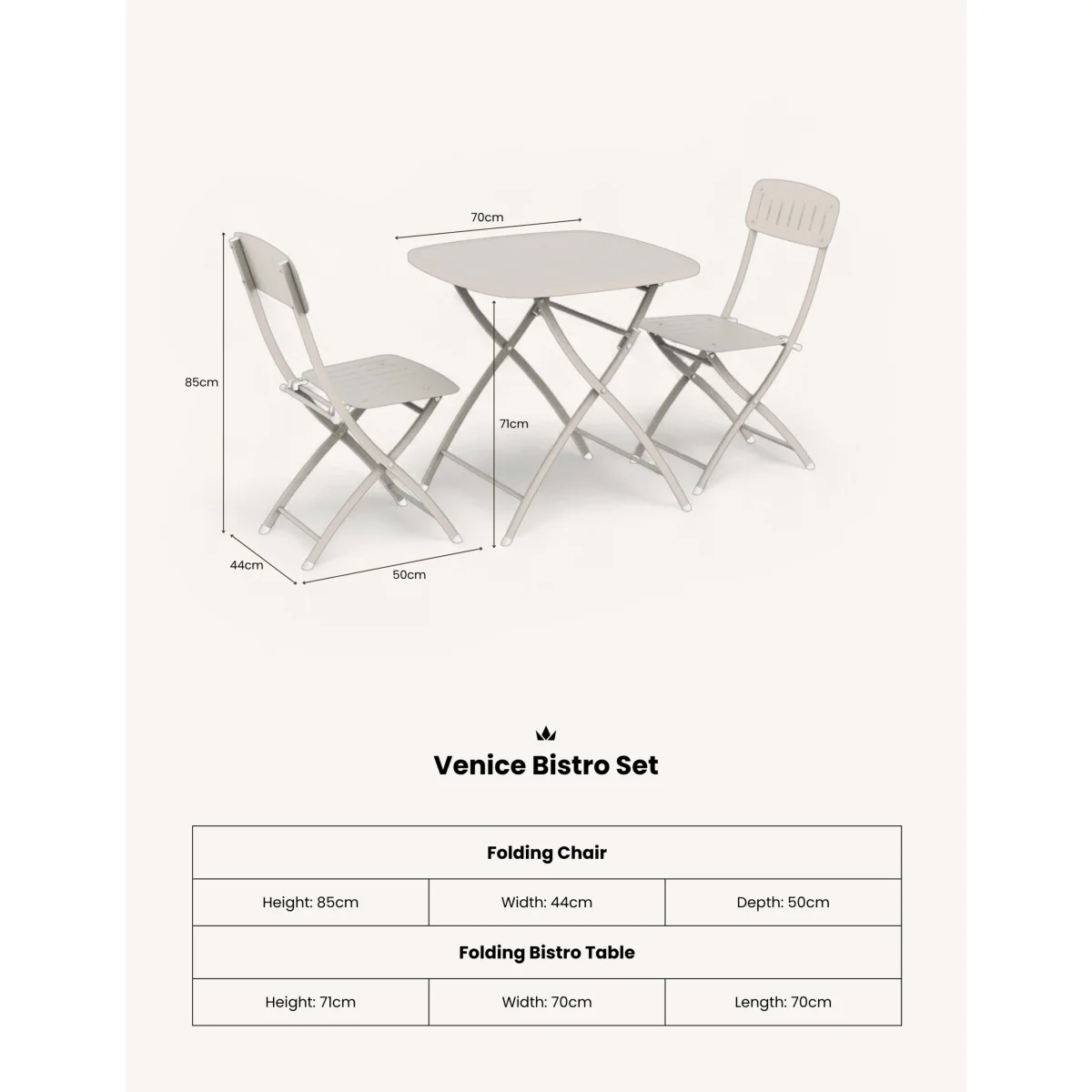 Royalcraft Venice Square Bistro Set 70cm x 70xm Light Green – image 2