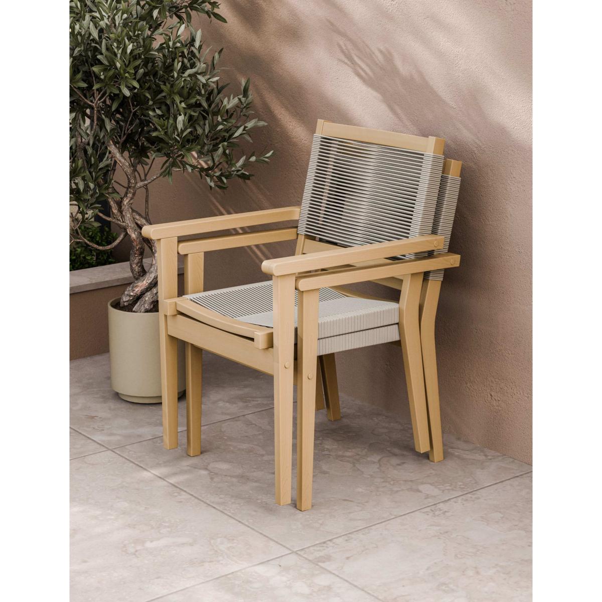 Royalcraft Luna 6 Seater Dining Set with Roma Stacking Chairs - Cream Mix, Cream Mix – image 2
