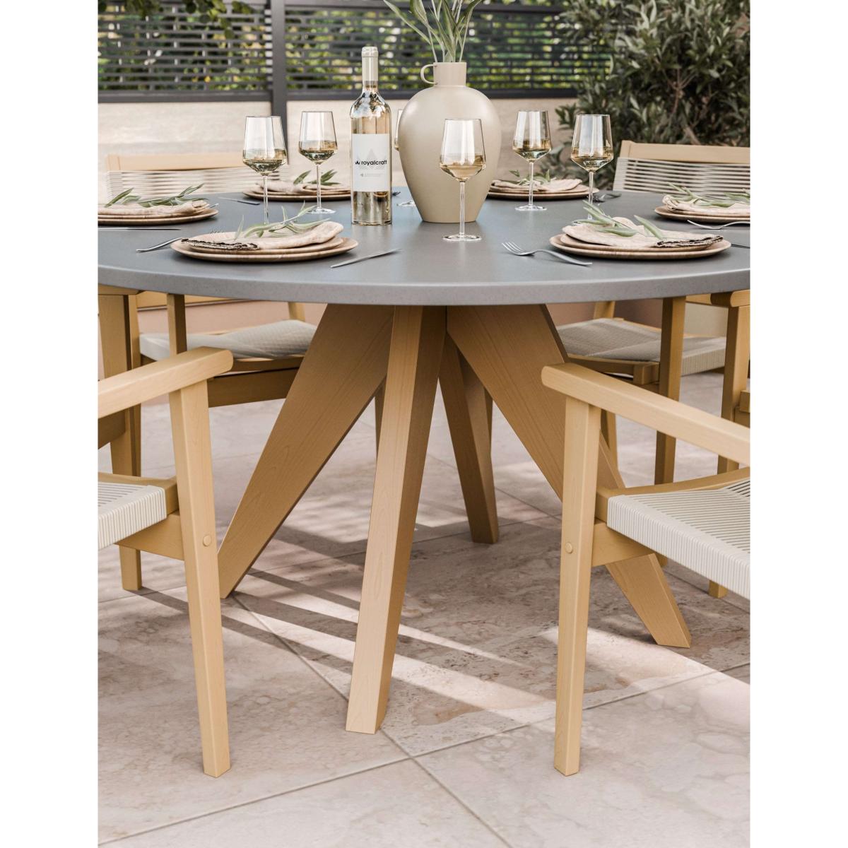 Royalcraft Luna 6 Seater Dining Set with Roma Stacking Chairs - Cream Mix, Cream Mix – image 4