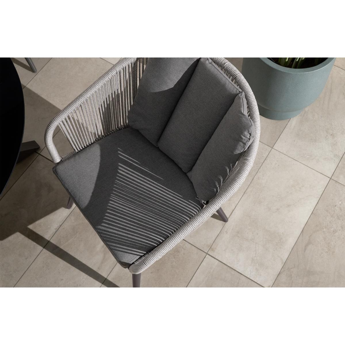 4 Seat Round Garden Dining Set, Grey & Natural White – image 4