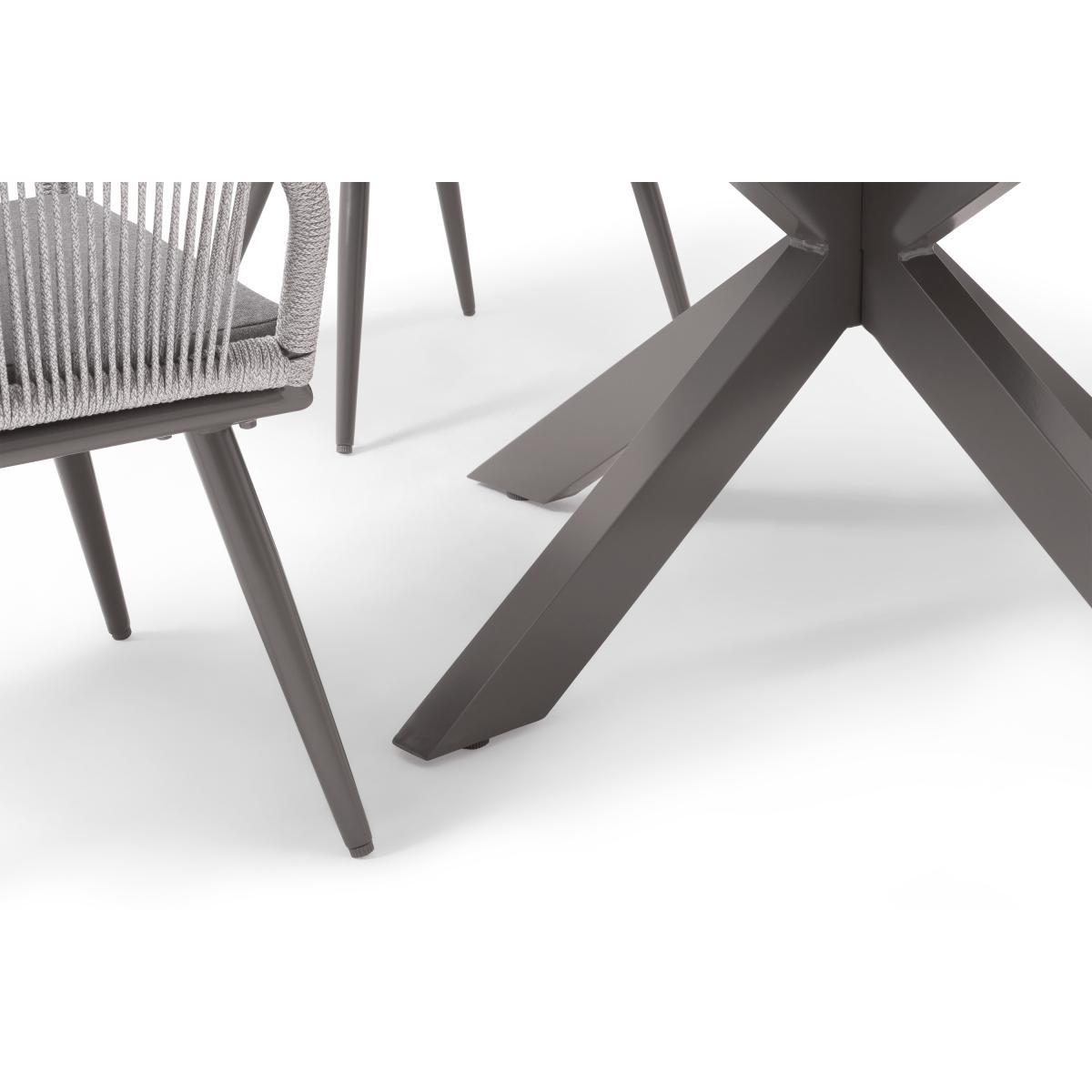 4 Seat Round Garden Dining Set, Grey & Natural White – image 6