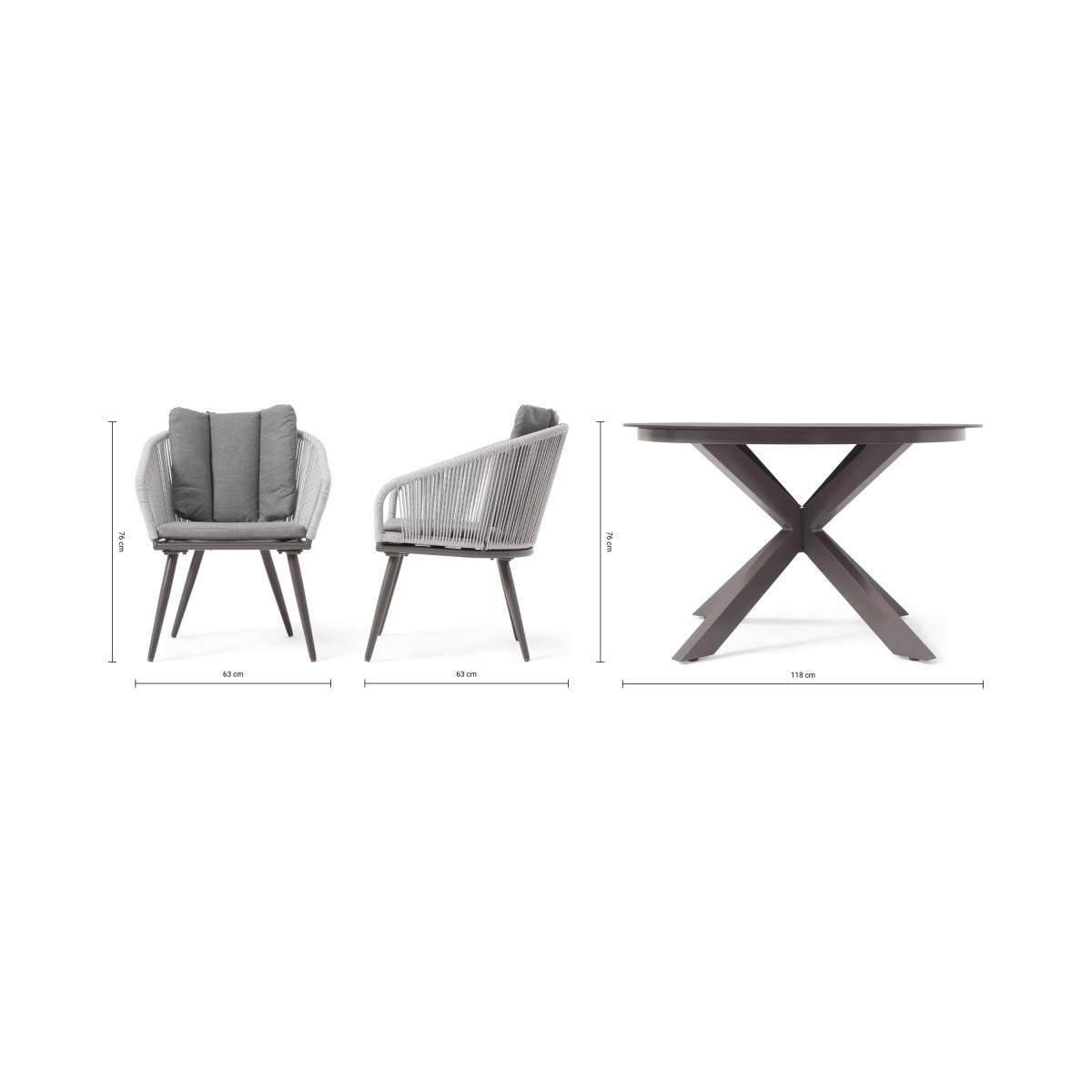 4 Seat Round Garden Dining Set, Grey & Natural White – image 8