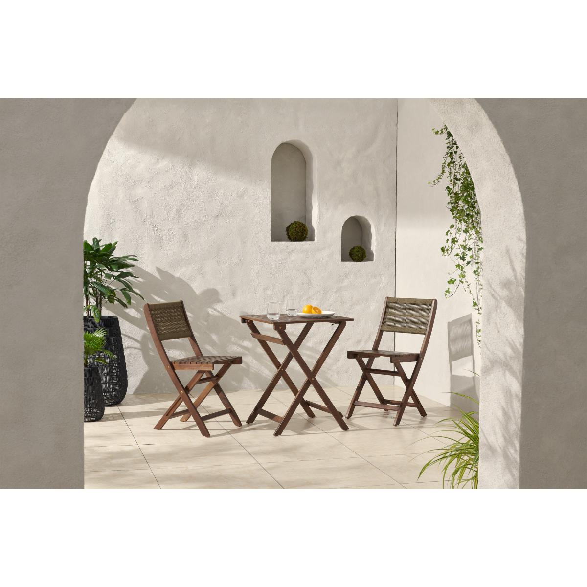 Elma Folding Garden Bistro Set, Dark Acacia Wood & Khaki – image 3