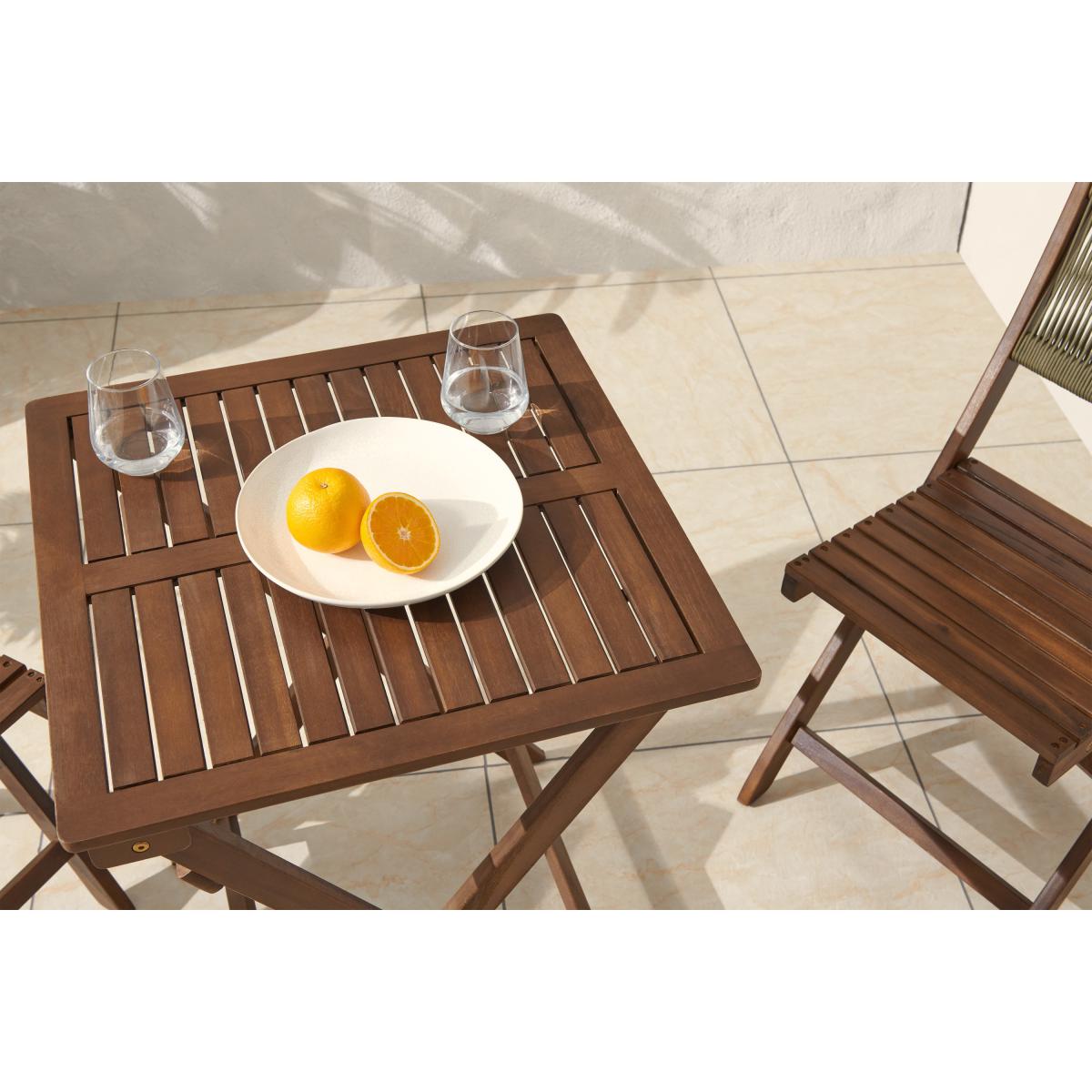 Elma Folding Garden Bistro Set, Dark Acacia Wood & Khaki – image 4
