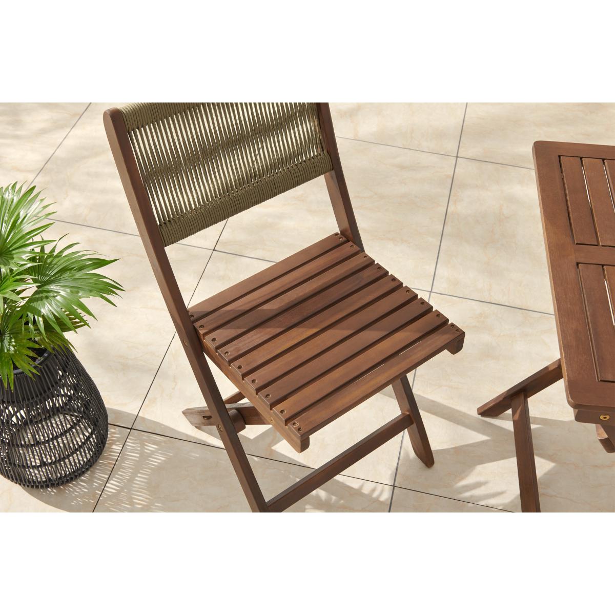 Elma Folding Garden Bistro Set, Dark Acacia Wood & Khaki – image 5