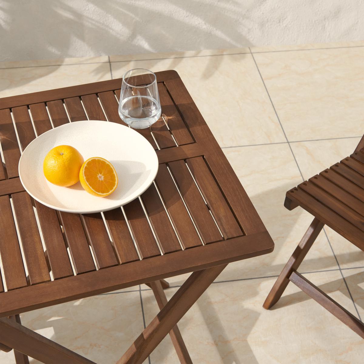 Elma Folding Garden Bistro Set, Dark Acacia Wood & Khaki – image 9