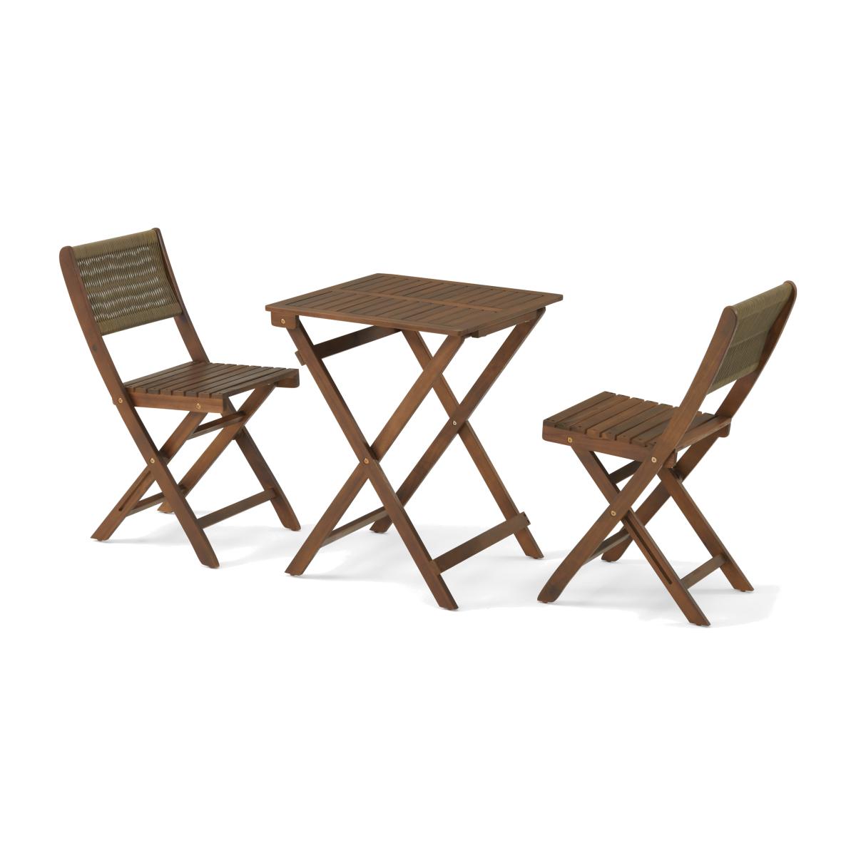 Elma Folding Garden Bistro Set, Dark Acacia Wood & Khaki – image 1