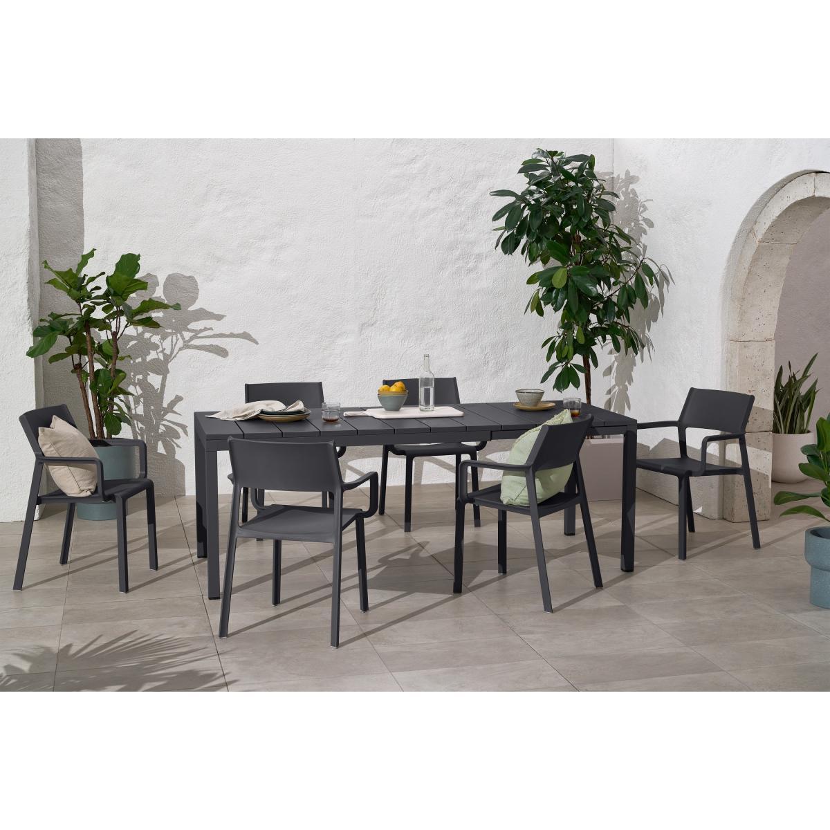 Nardi 6 Seat Extending Dining Set, Dark Grey Fibreglass, Resin & Aluminium – image 3