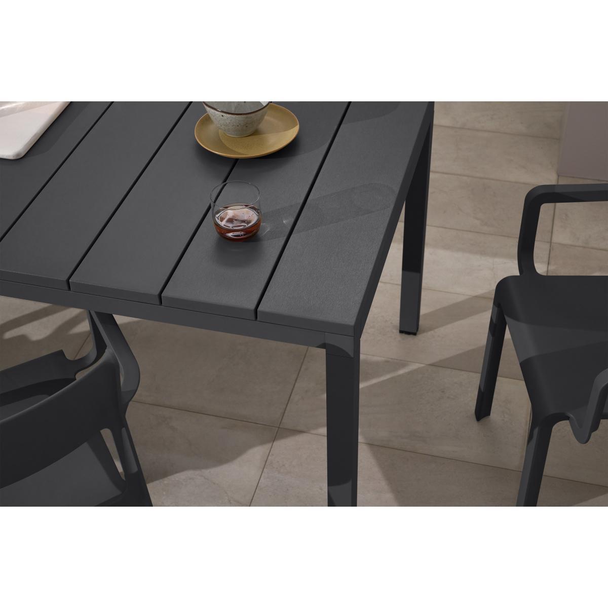 Nardi 6 Seat Extending Dining Set, Dark Grey Fibreglass, Resin & Aluminium – image 4