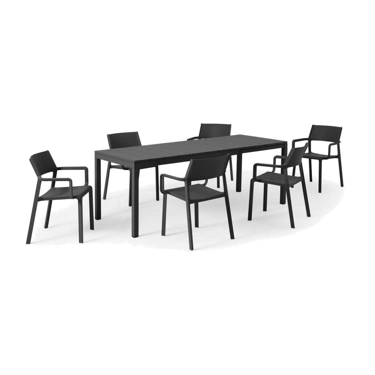 Nardi 6 Seat Extending Dining Set, Dark Grey Fibreglass, Resin & Aluminium – image 1