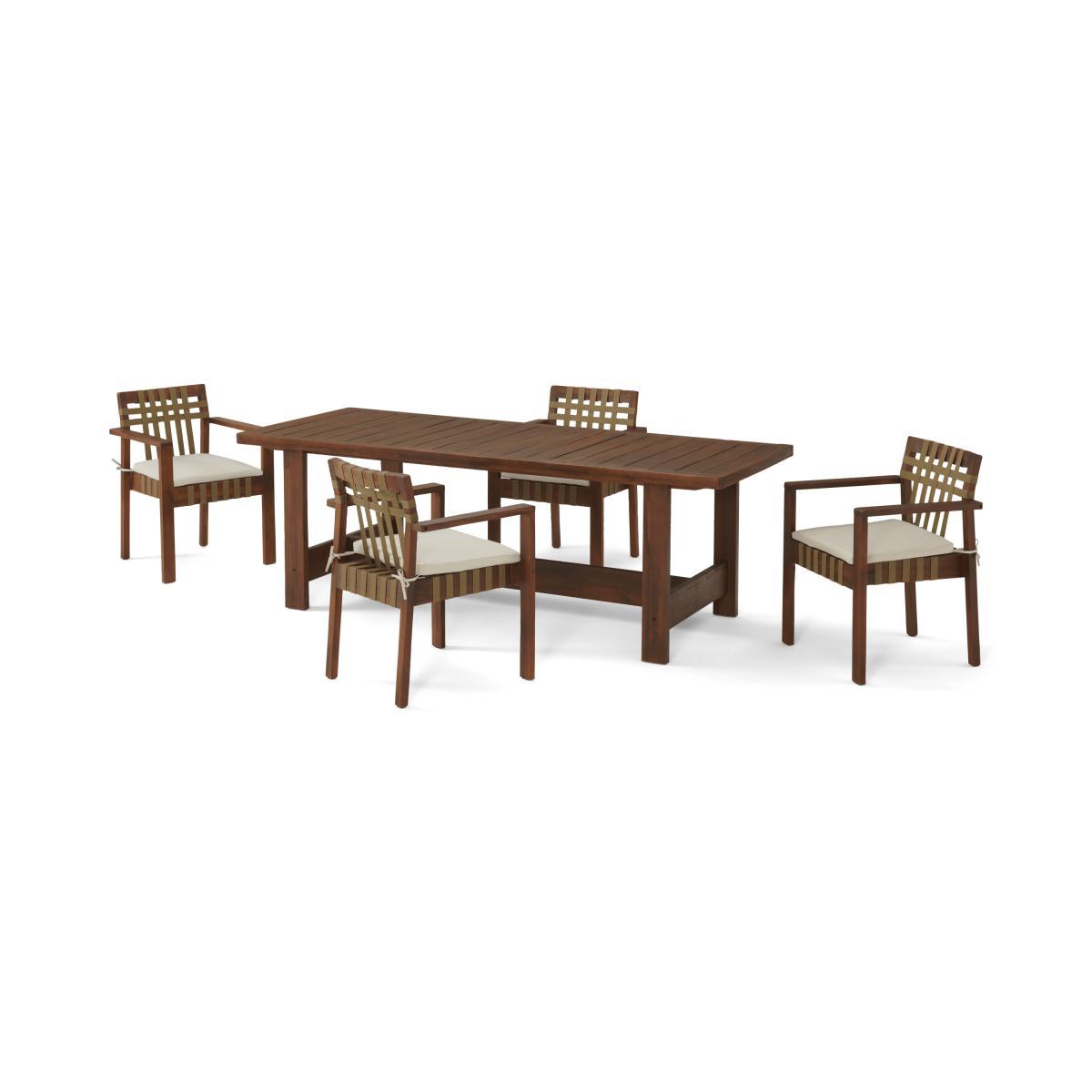Zambra Garden Dining Set, Dark Acacia Wood & Olive – image 2