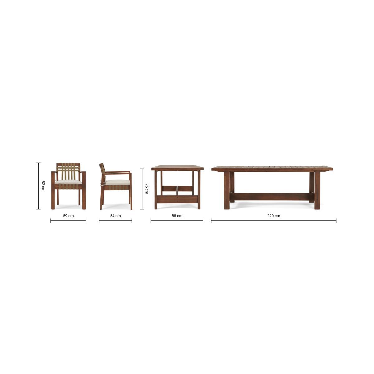 Zambra Garden Dining Set, Dark Acacia Wood & Olive – image 9