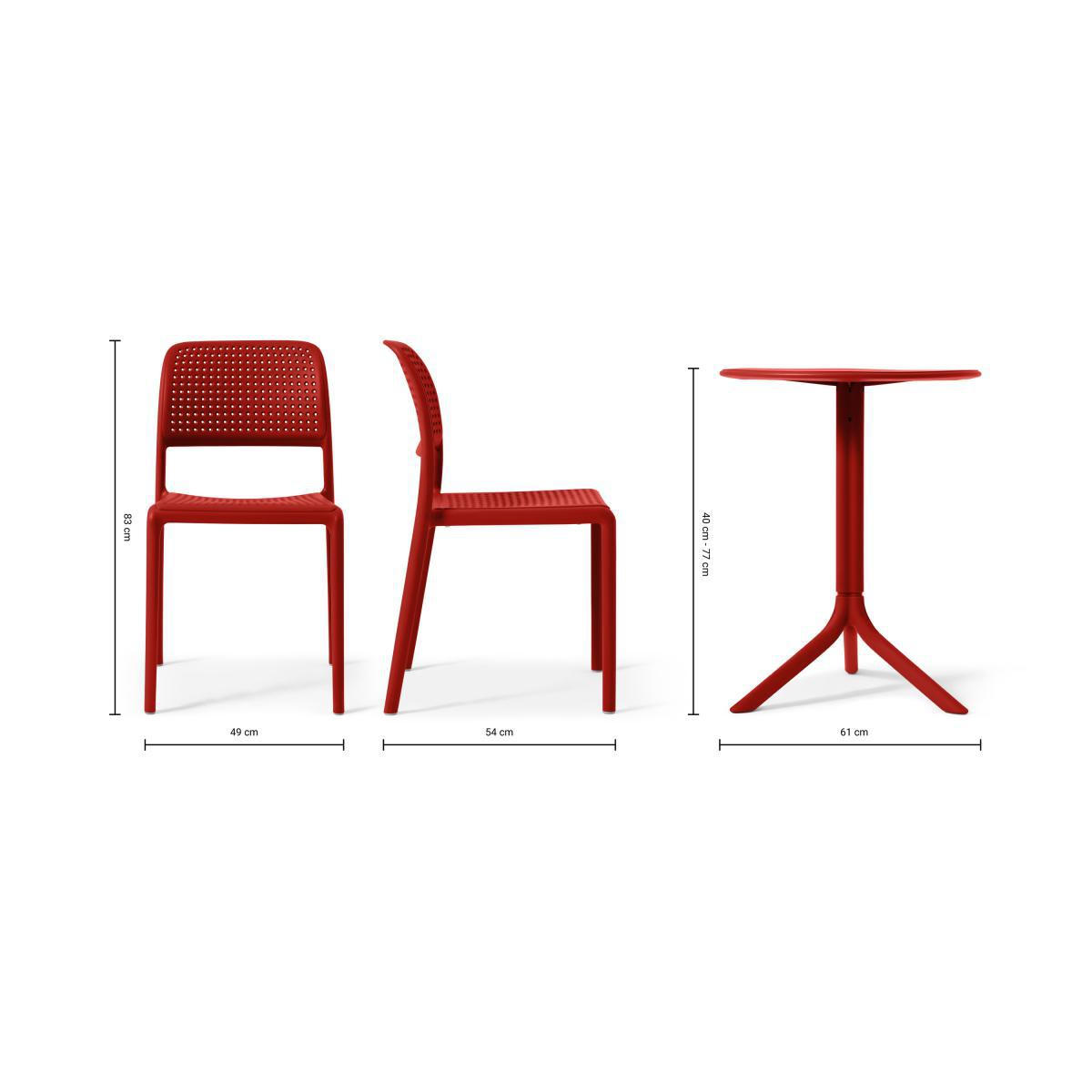 Nardi 2 Seat Bistro Set, Red Fibreglass & Resin – image 9