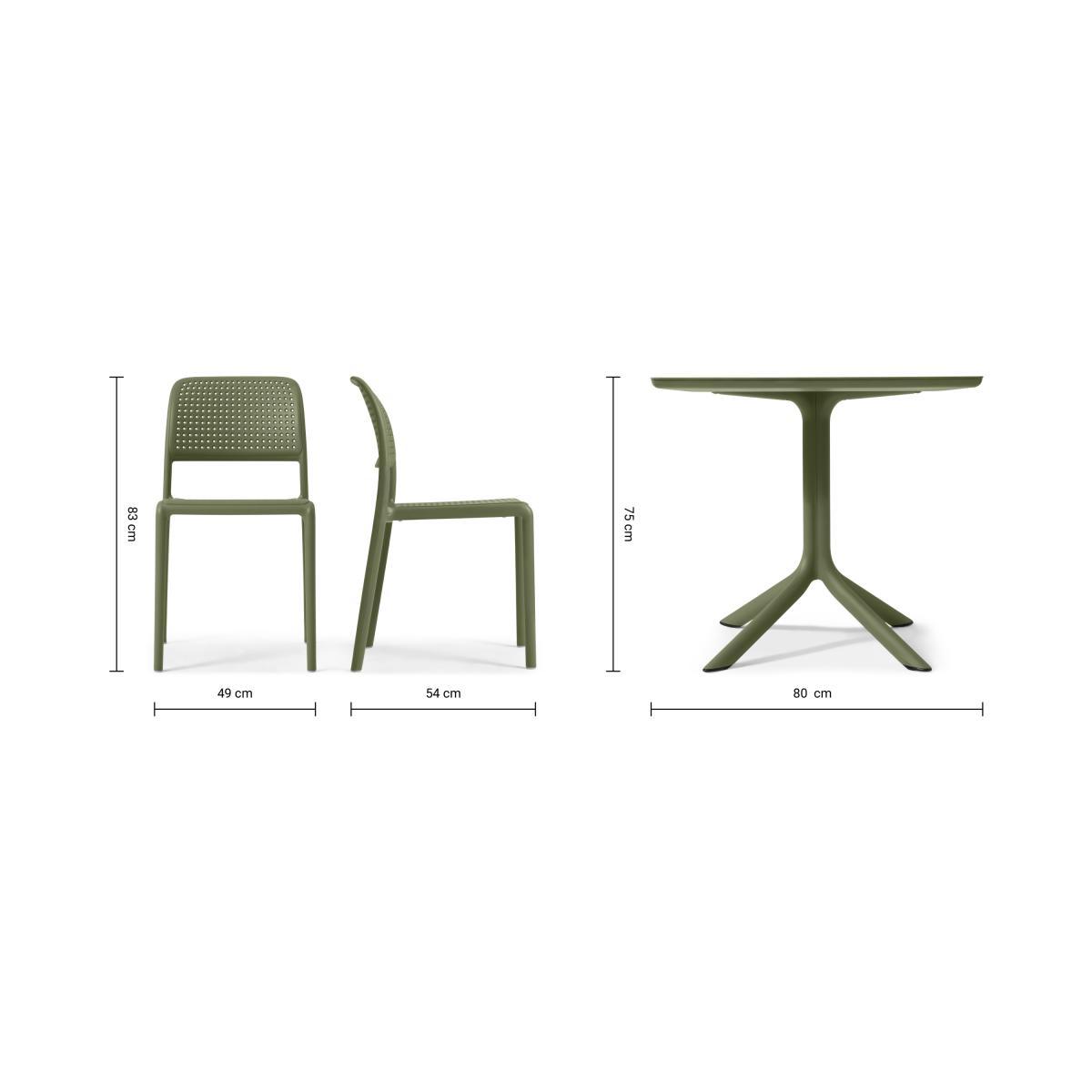 Nardi 4 Seat Dining Set, Olive Fibreglass & Resin – image 9