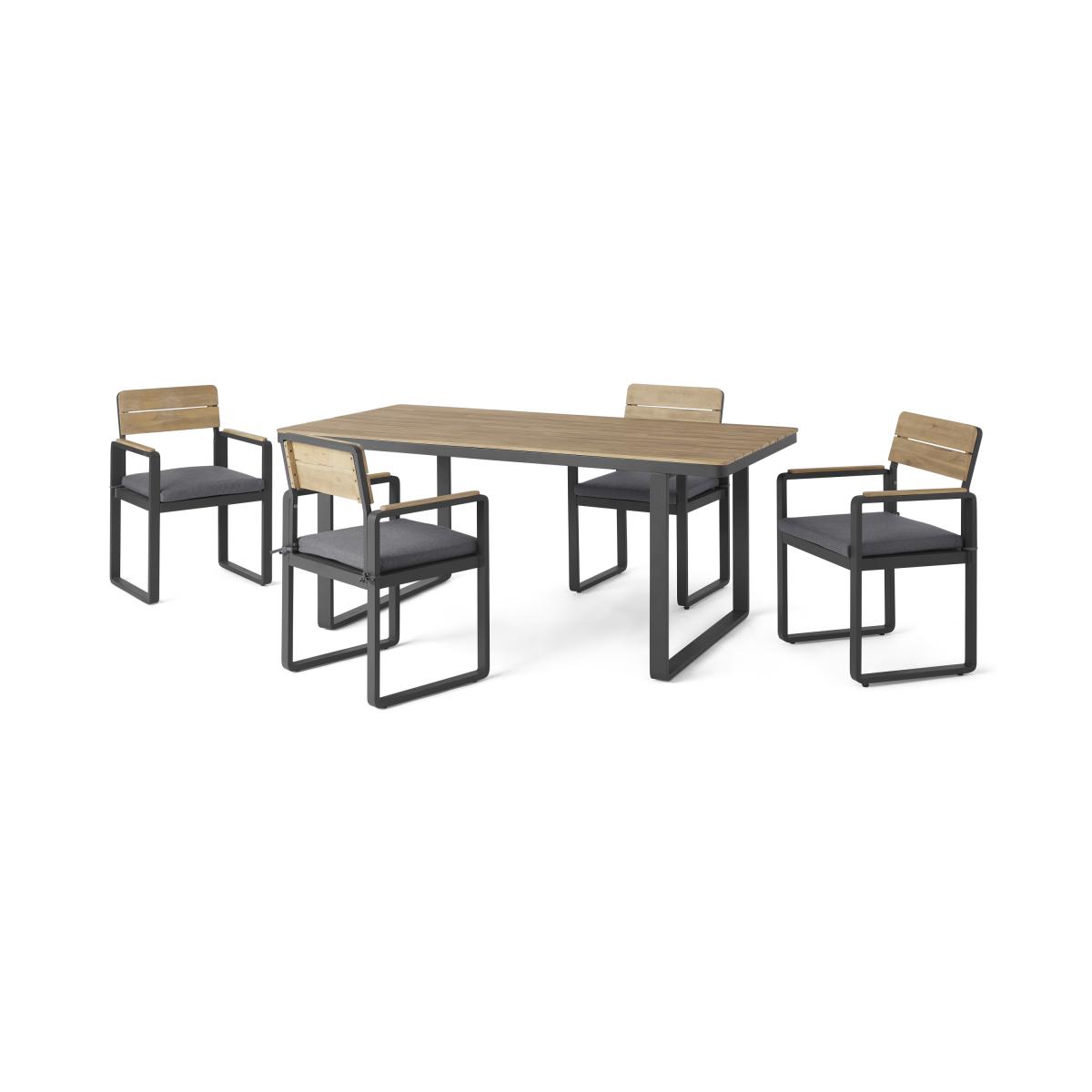 Topa Garden 4 seat Dining Set, Acacia Wood and Grey – image 2