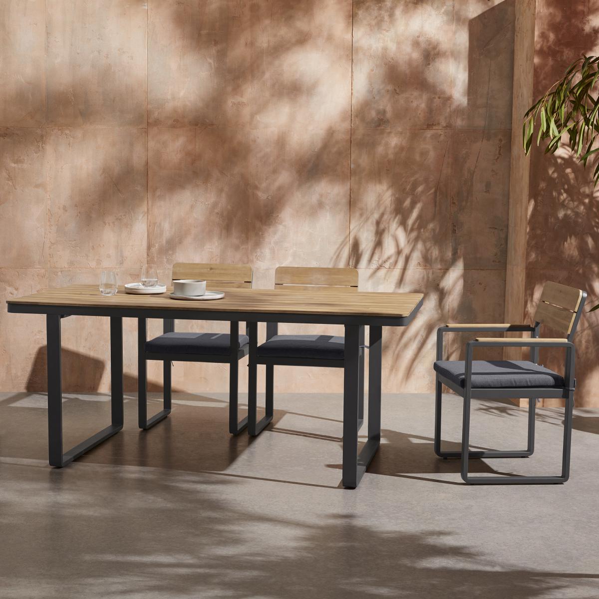 Topa Garden 4 seat Dining Set, Acacia Wood and Grey – image 11