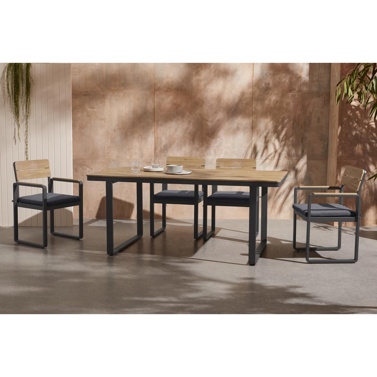 Topa Garden 4 seat Dining Set, Acacia Wood and Grey – image 3
