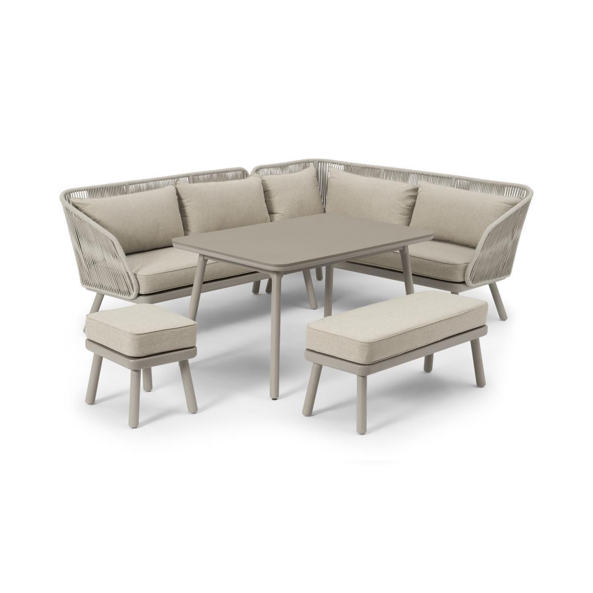 Alif Garden Corner Dining Set, Natural White & Eucalyptus – image 2