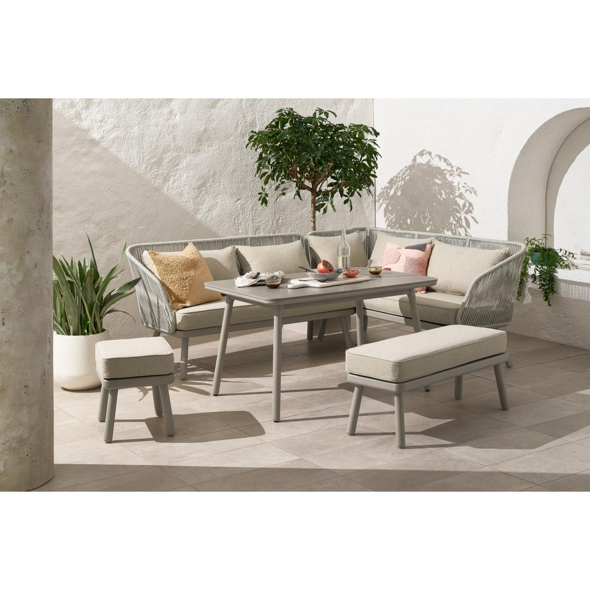 Alif Garden Corner Dining Set, Natural White & Eucalyptus – image 3