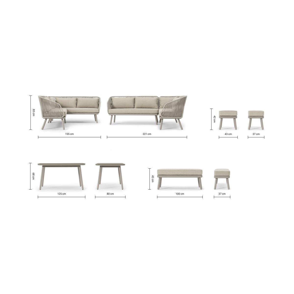 Alif Garden Corner Dining Set, Natural White & Eucalyptus – image 9