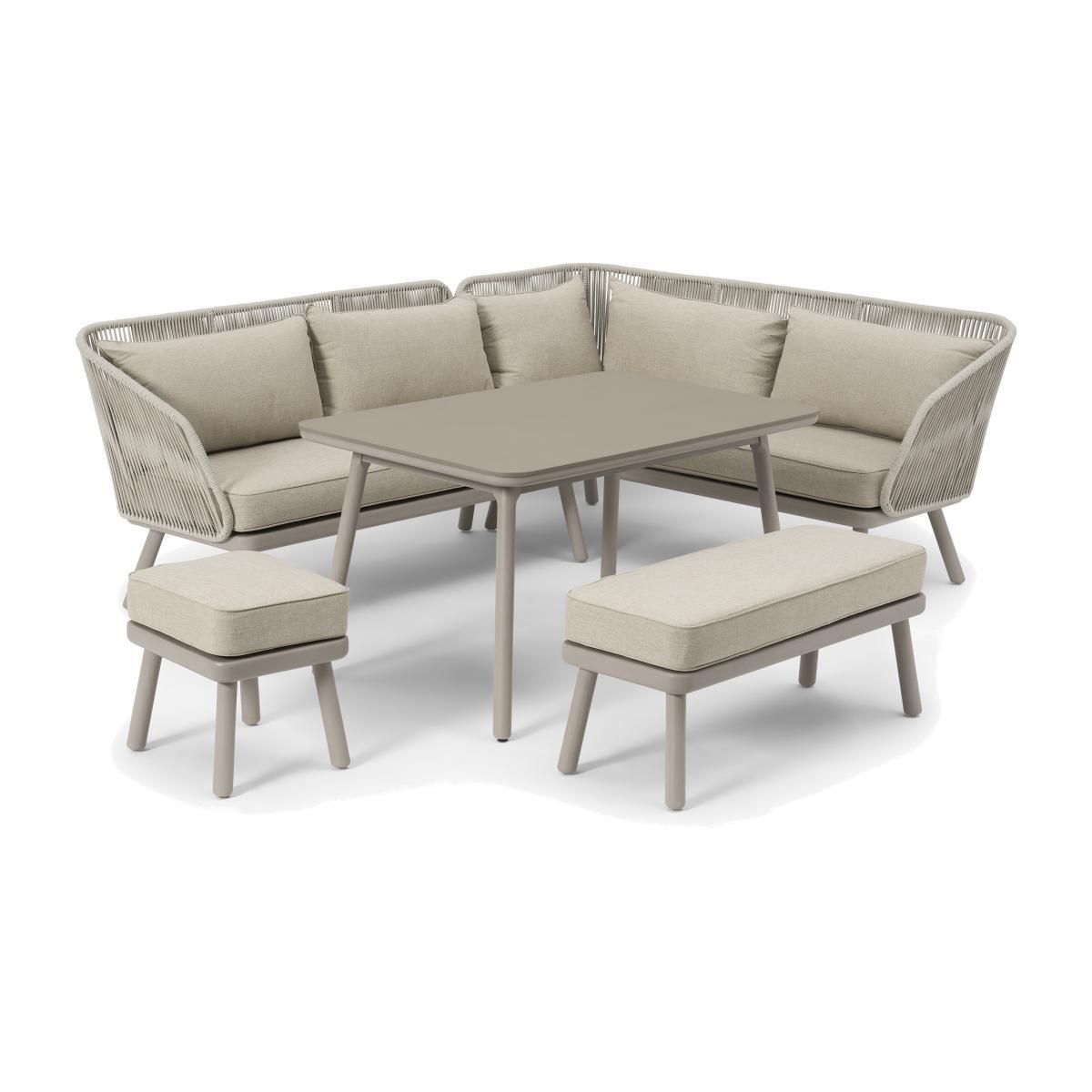 Alif Garden Corner Dining Set, Natural White & Eucalyptus – image 1