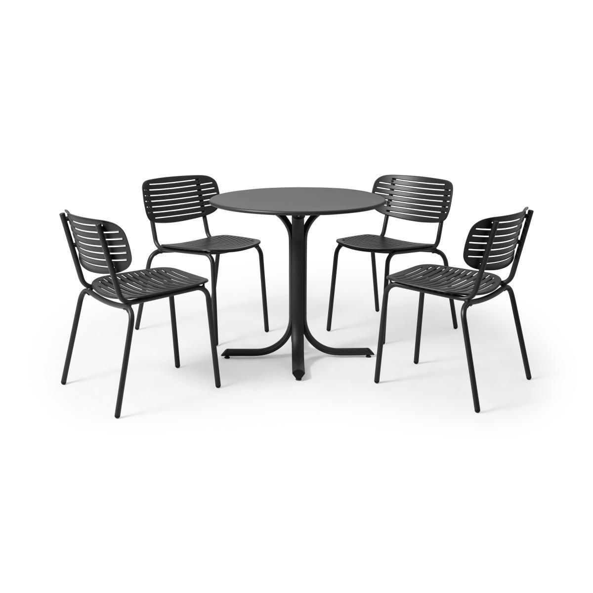 Emu 4 Seat Garden Dining Set, Dark Grey Powder-Coated Steel – image 2