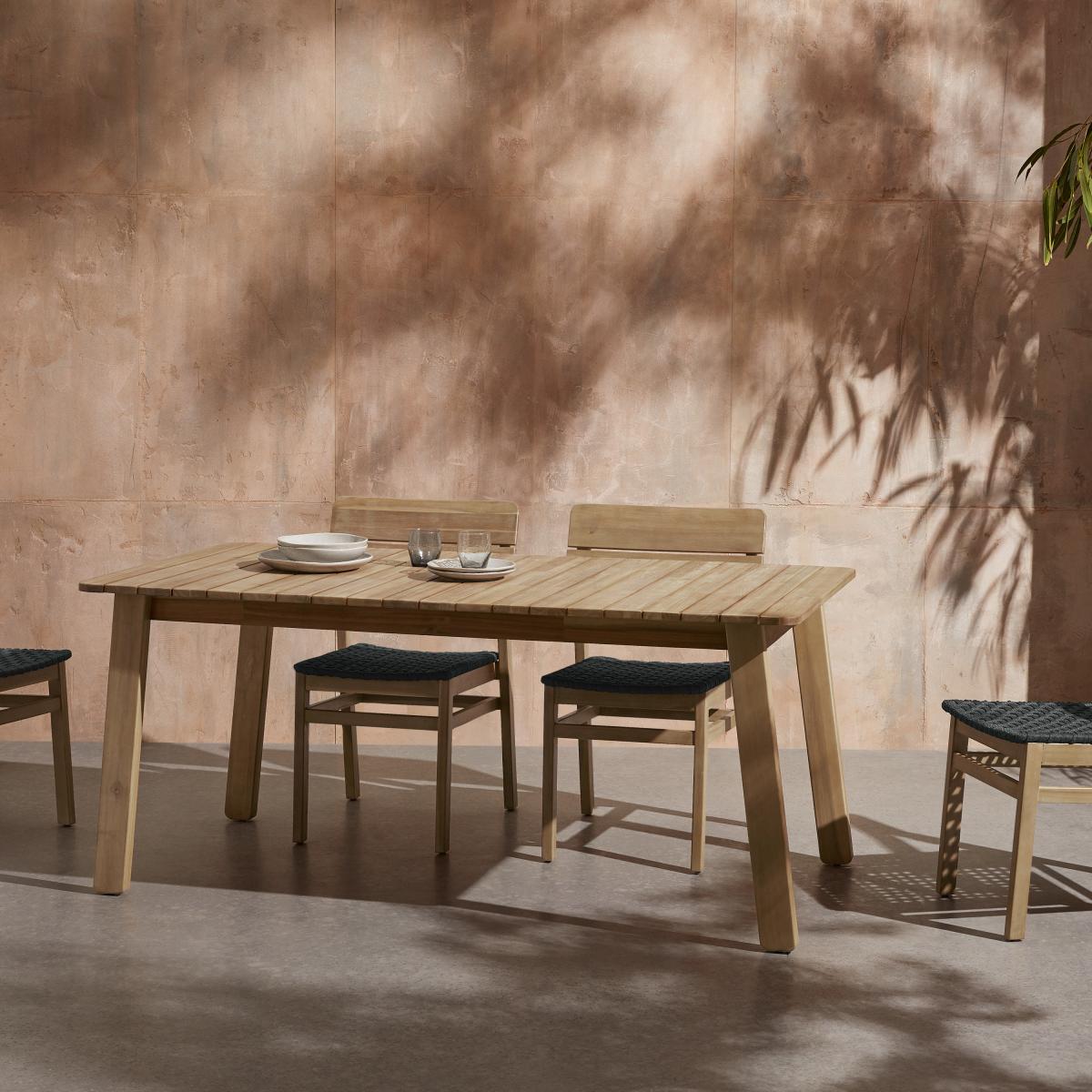 Jala Garden Dining Set, Acacia Wood and Black – image 11