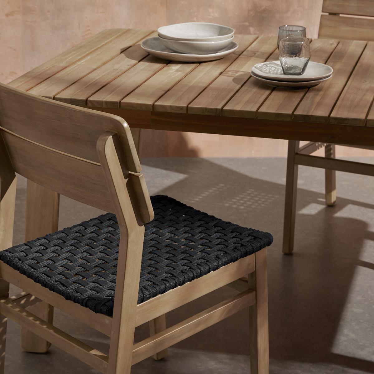 Jala Garden Dining Set, Acacia Wood and Black – image 12