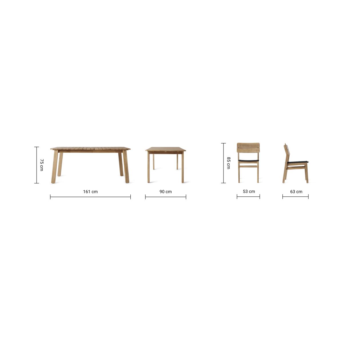 Jala Garden Dining Set, Acacia Wood and Black – image 15