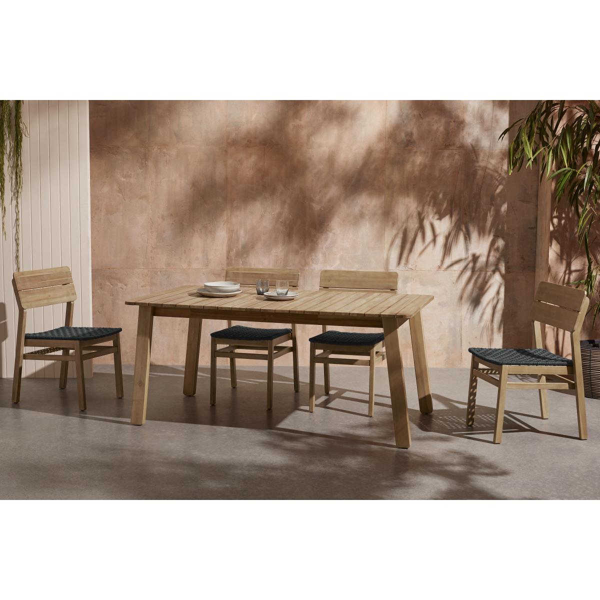 Jala Garden Dining Set, Acacia Wood and Black – image 3